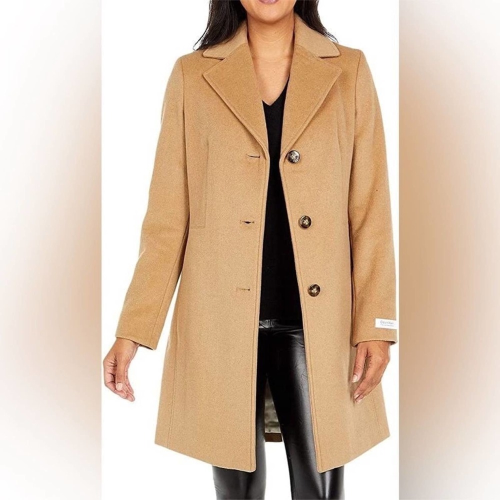 Calvin Klein Single-Breasted Wool Cashmere Coat - Camel - 2 - New with tags